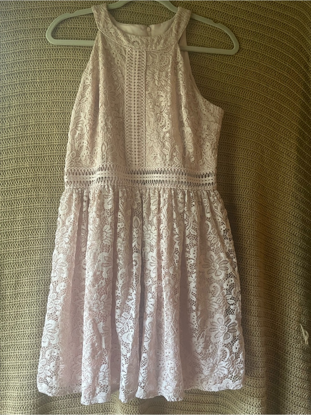 by & by Light Pink Lace Halter Dress for Girls